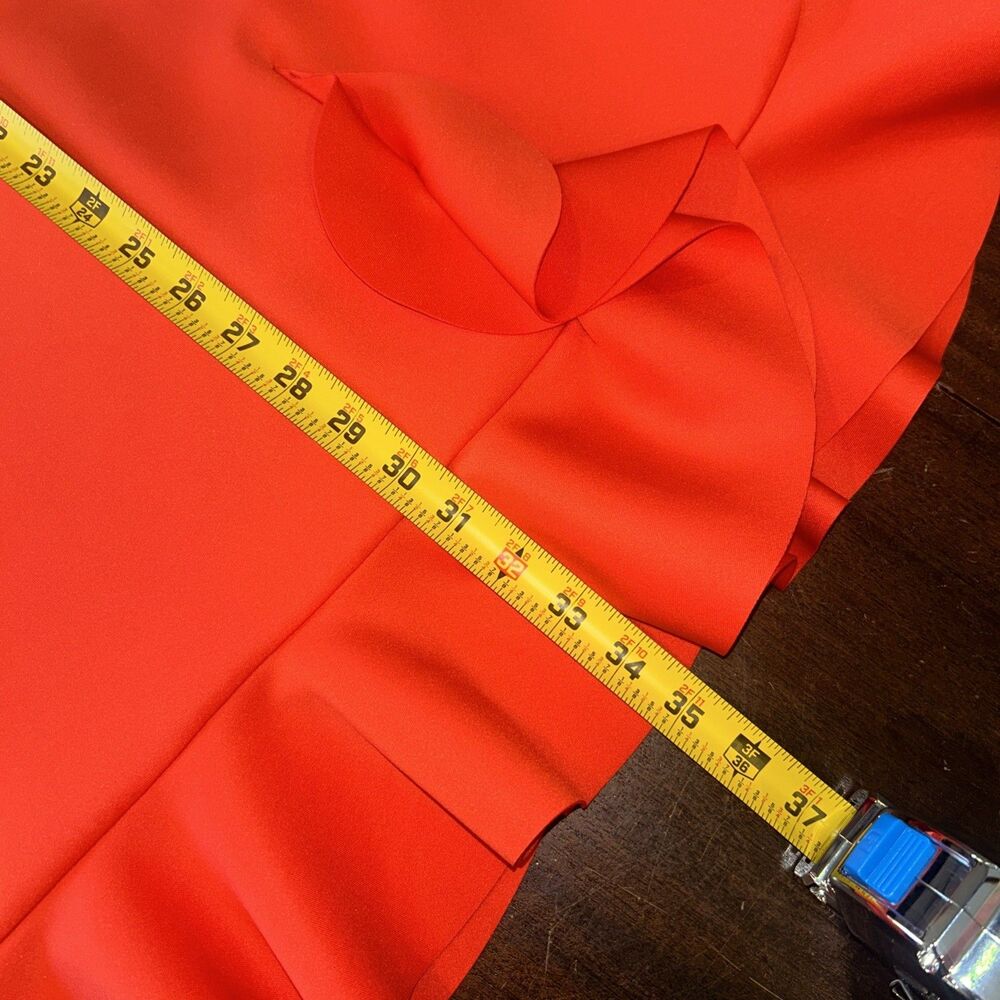 M2-NWT Vince Camuto Wo Sleeveless Ruffle Hem Shift Dress Tangerine Size 10 - Picture 5 of 5
